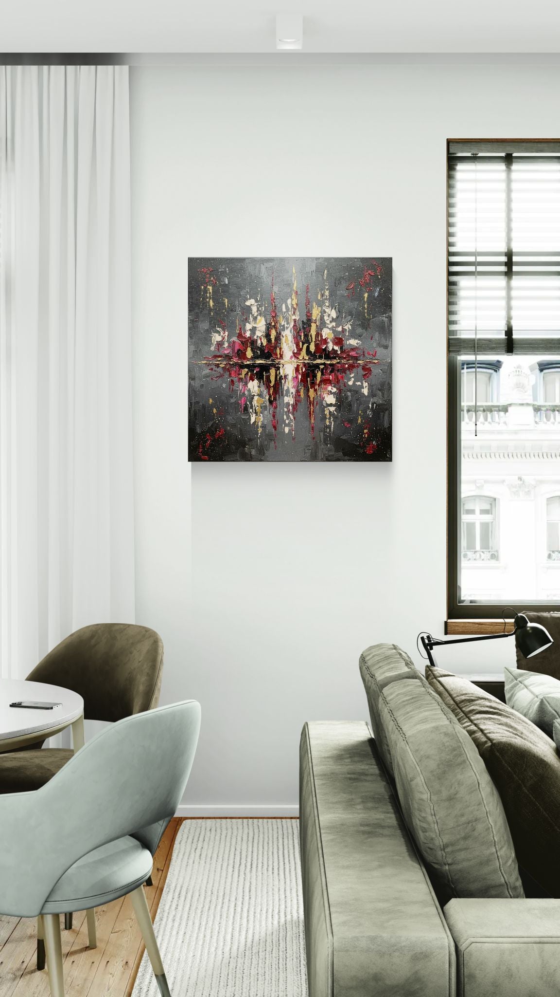 Reflections of The City - Charcoal Flame | Abstract Wall Art | Angela Clare