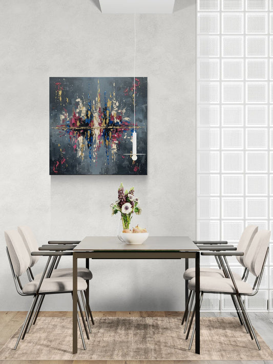 Reflections of the City - Moonstone | Modern Abstract Cityscape Wall Art | Angela Clare