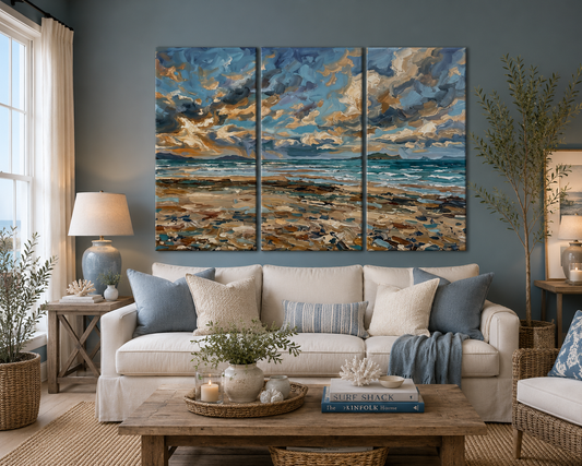 Blue Seascape | Coastal Wall Art | Angela Clare |3 Panel