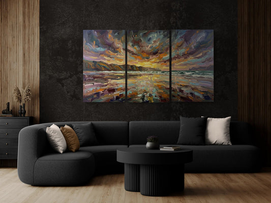 Purple Haze 3 Panel |Coastal Wall Art | Angela Clare