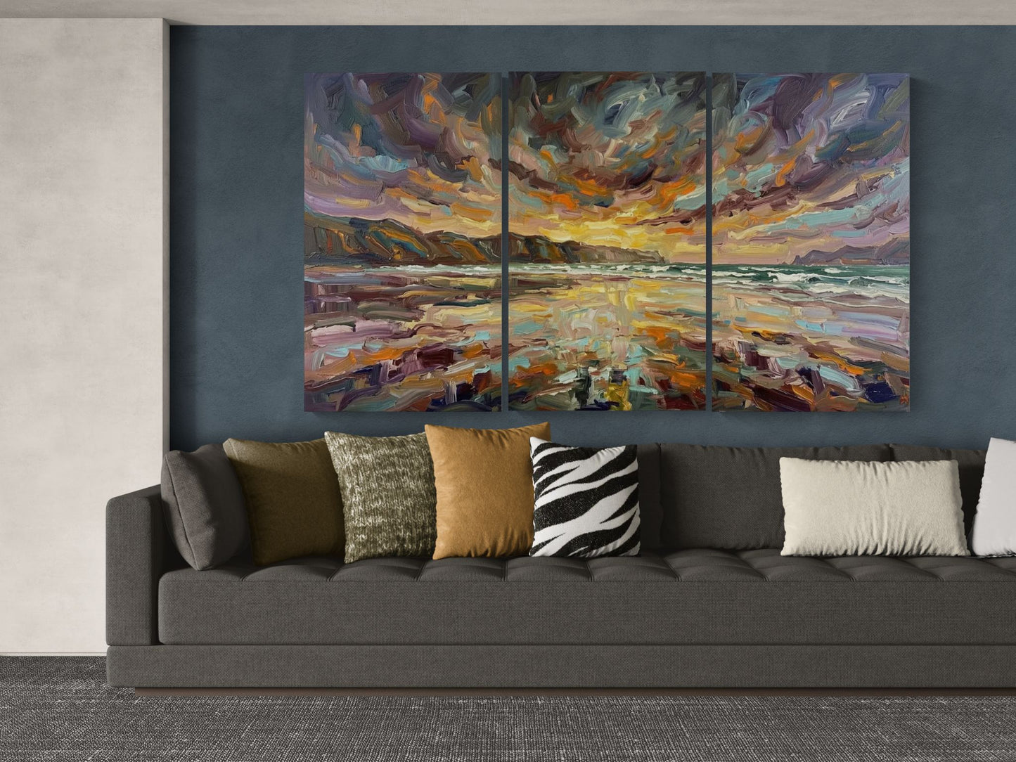Purple Haze 3 Panel |Coastal Wall Art | Angela Clare