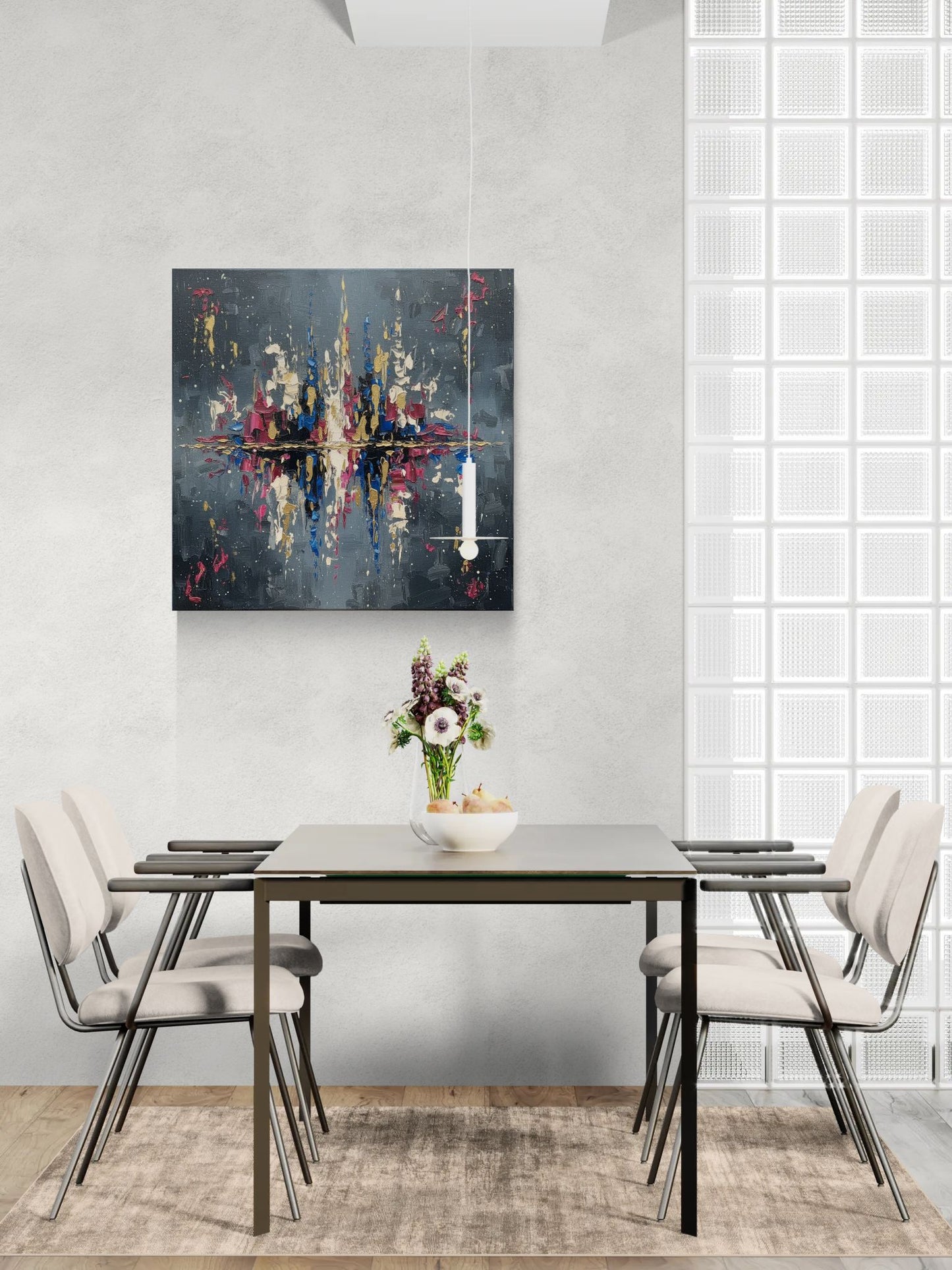 Reflections of the City - Moonstone  | Modern Abstract Cityscape Wall Art | Angela Clare