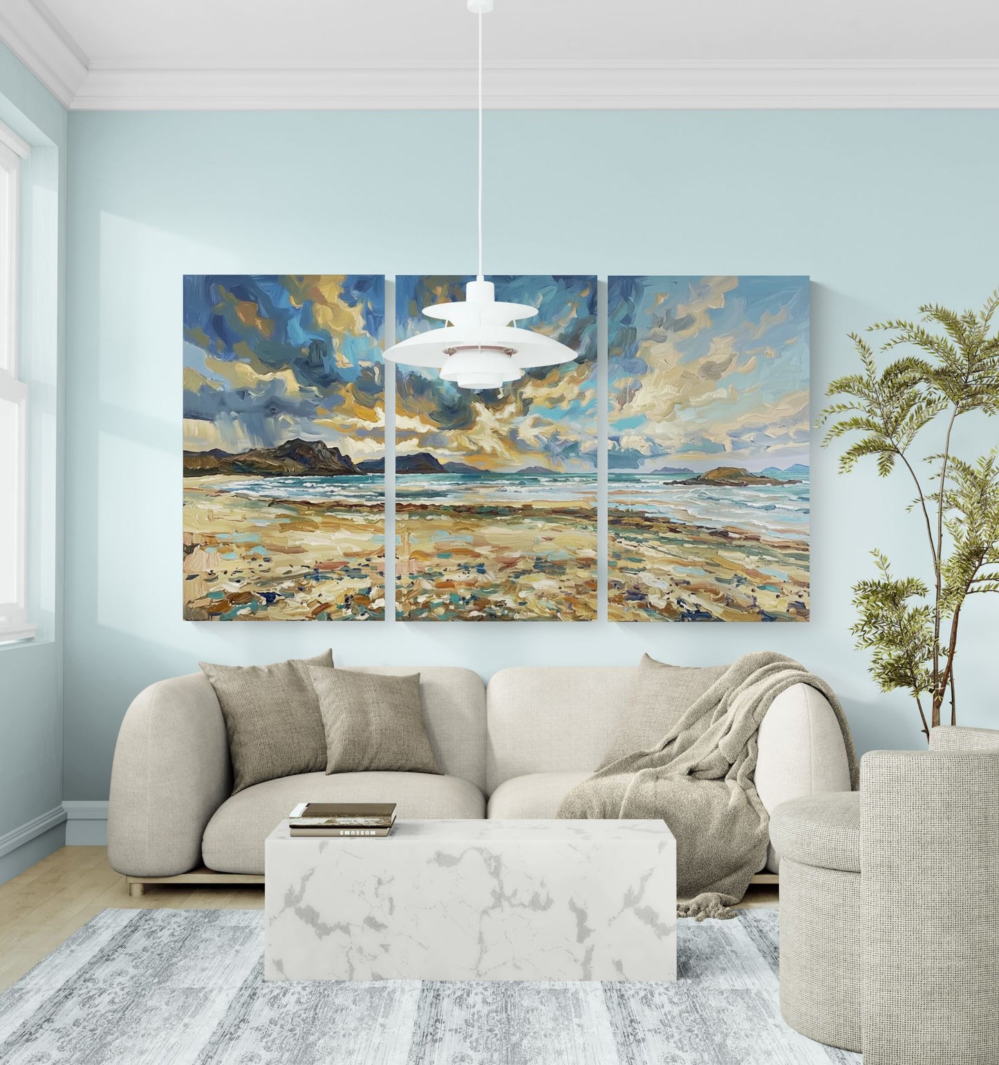 Blue Seascape | Coastal Wall Art | Angela Clare |3 Panel