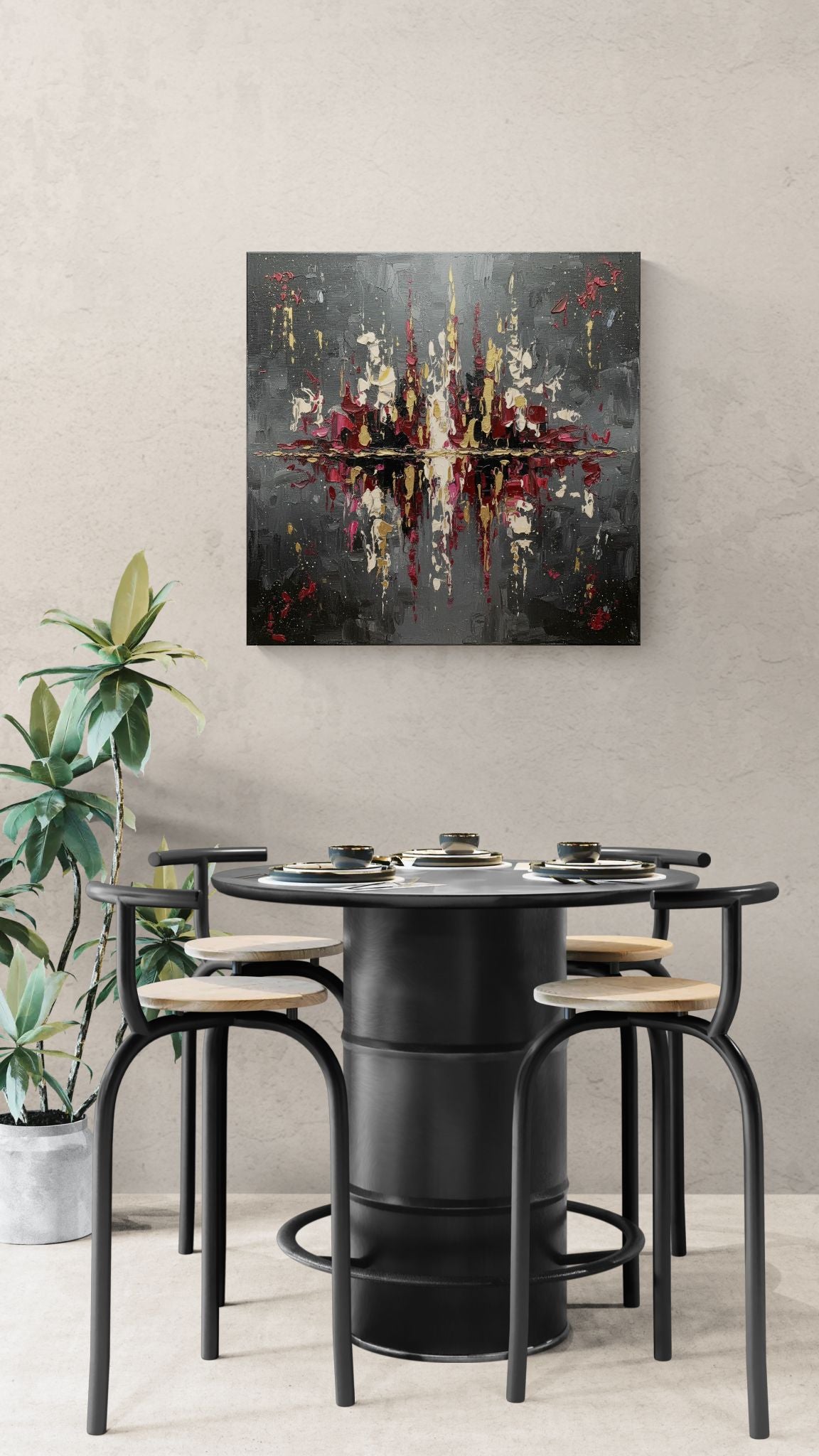 Reflections of The City - Charcoal Flame | Abstract Wall Art | Angela Clare