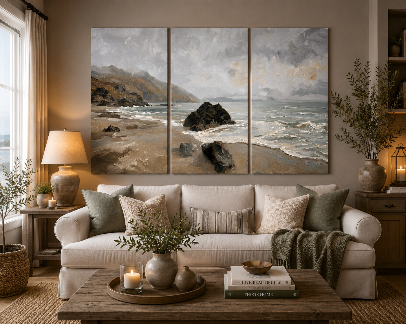 Whispers of the Shore | Coastal Wall Art | Angela Clare | 3 Panel
