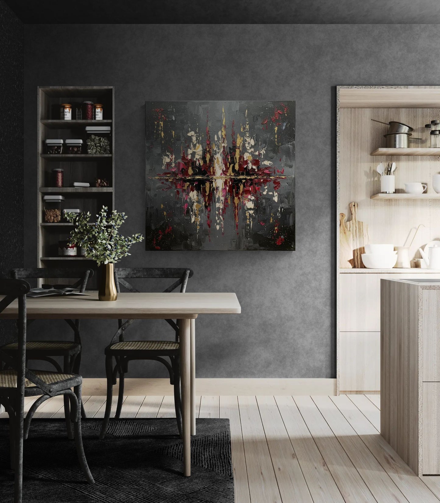 Reflections of The City - Charcoal Flame | Abstract Wall Art | Angela Clare