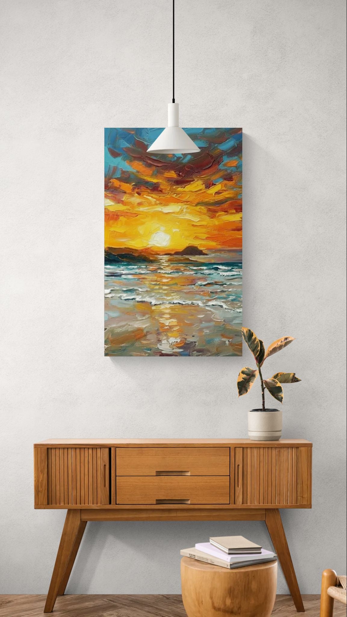 Burning Horizon 1 Piece | Sunset Coastal Wall Art | Angela Clare