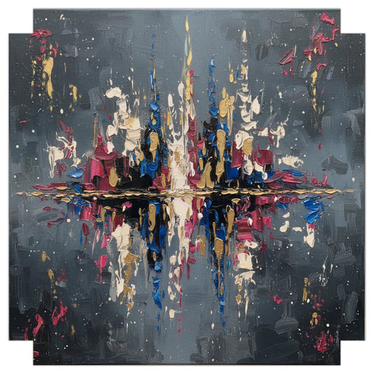 Reflections of the City - Moonstone  | Modern Abstract Cityscape Wall Art | Angela Clare