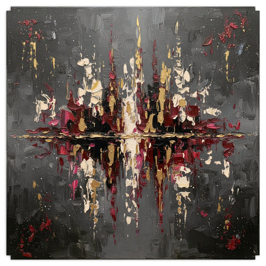 Reflections of The City - Charcoal Flame | Abstract Wall Art | Angela Clare