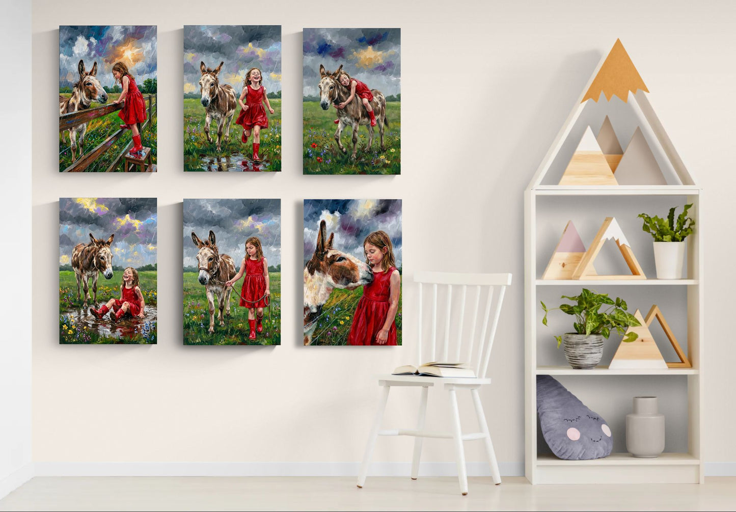 Girl And The Donkey 3 Panel Set (Part 1)