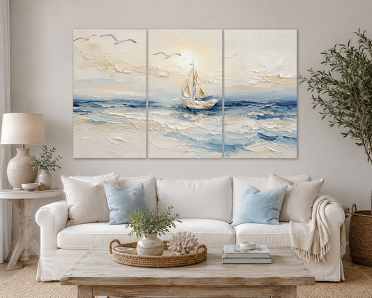 Set a Drift  3 Panel |Coastal Wall Art | Angela Clare
