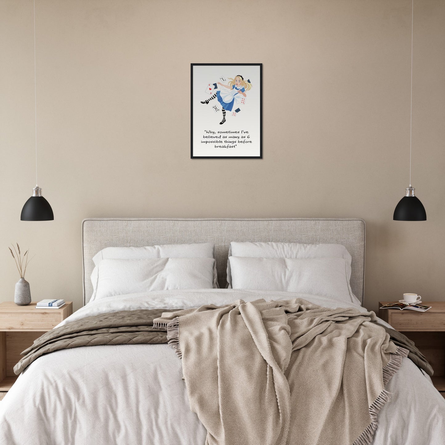 Alice in wonderland before breakfast quote. Museum-Quality Matte Paper Wooden Framed Poster